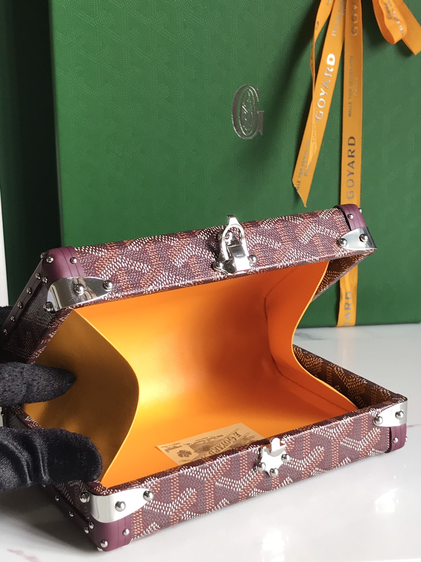 Minaudiere goyardine leather handbag Goyard Burgundy in
