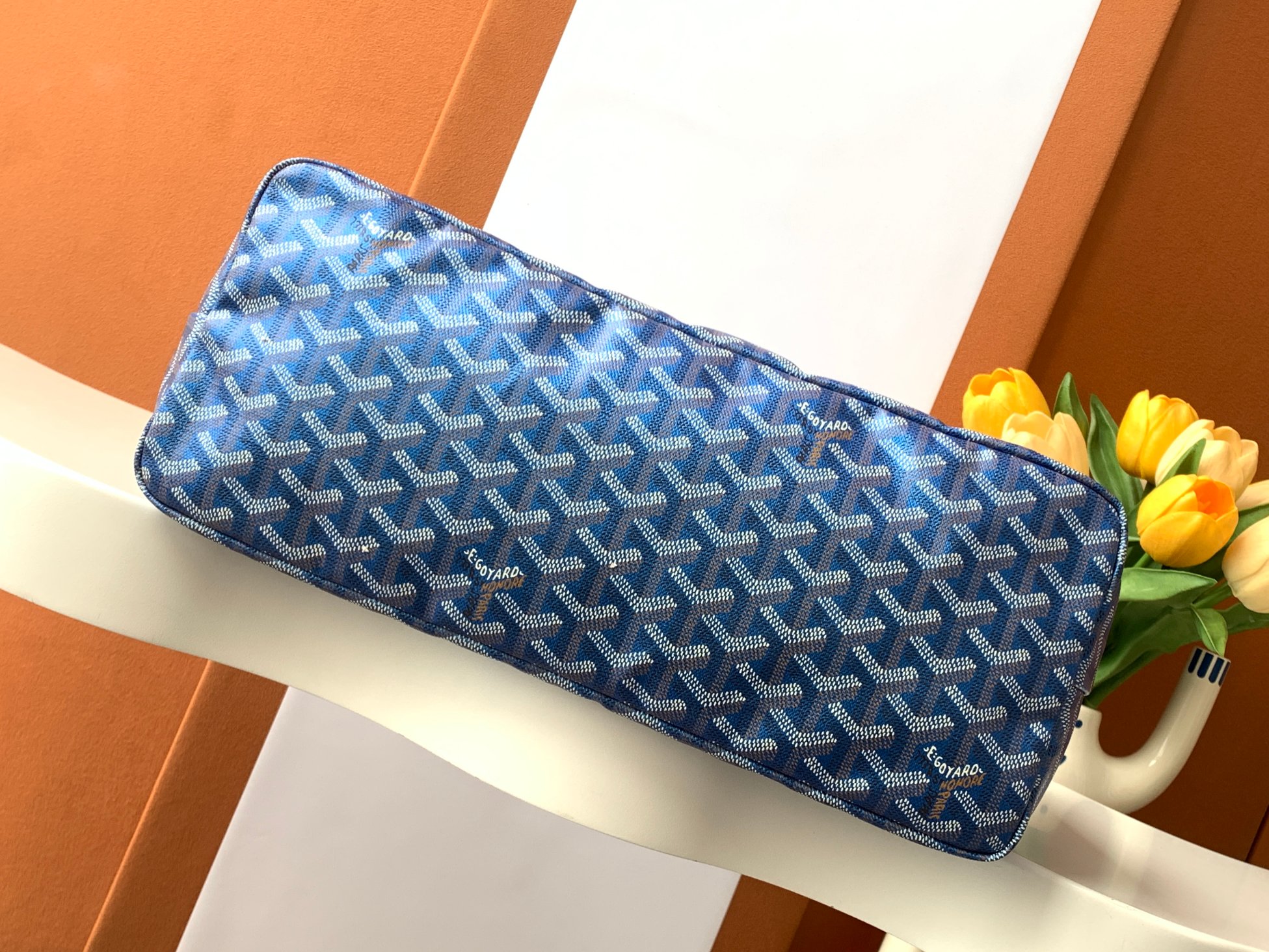 Goyard Goyardine Pearly Blue Boheme PM Hobo Bag