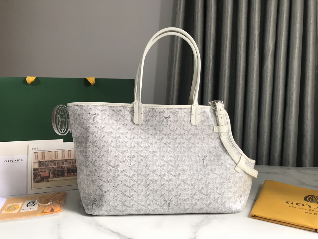 Goyard Chien Gris Pet Carrier Tote Coated Canvas bag white