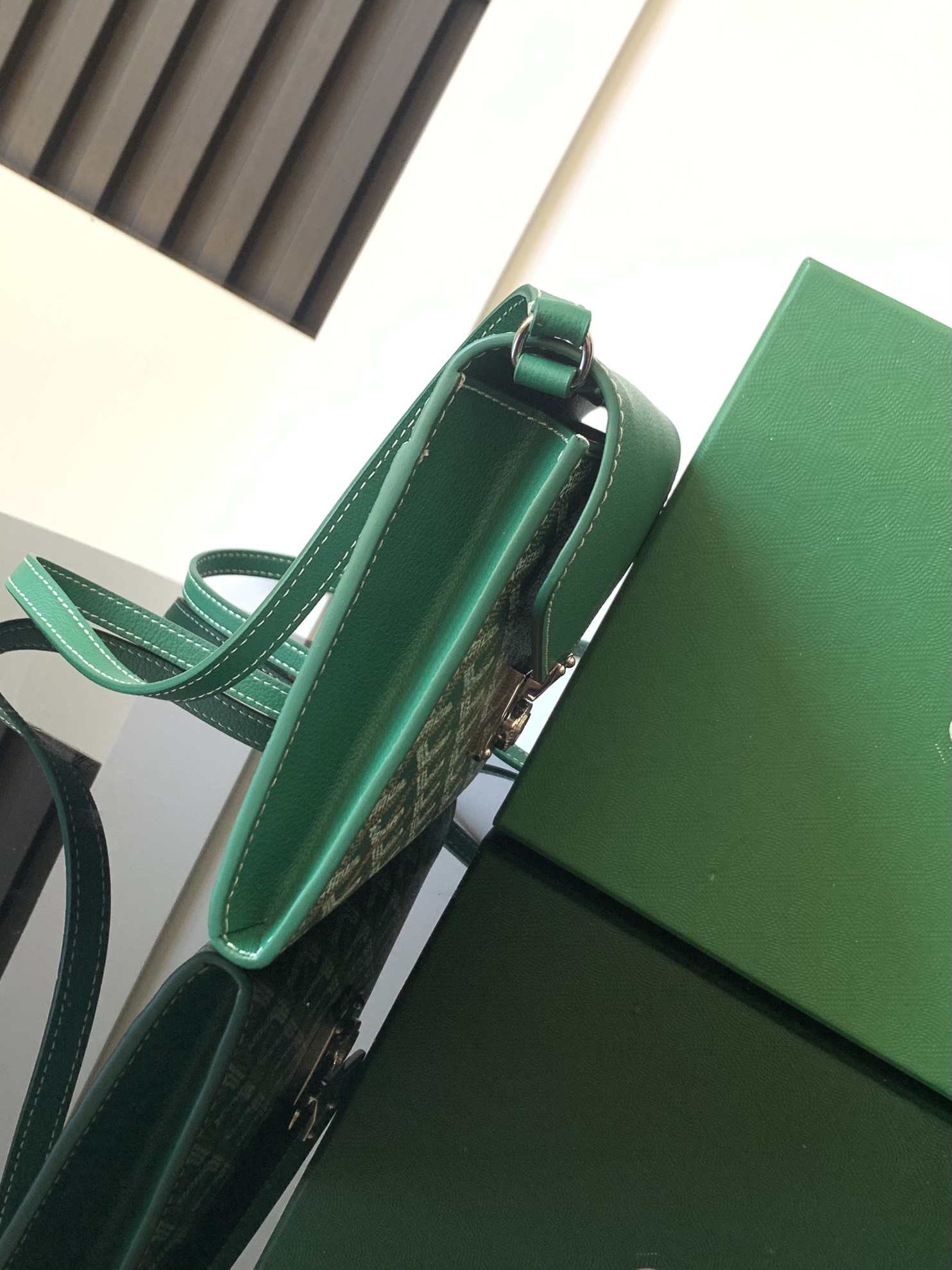 Goyard Green Goyardine Coated Canvas and Leather