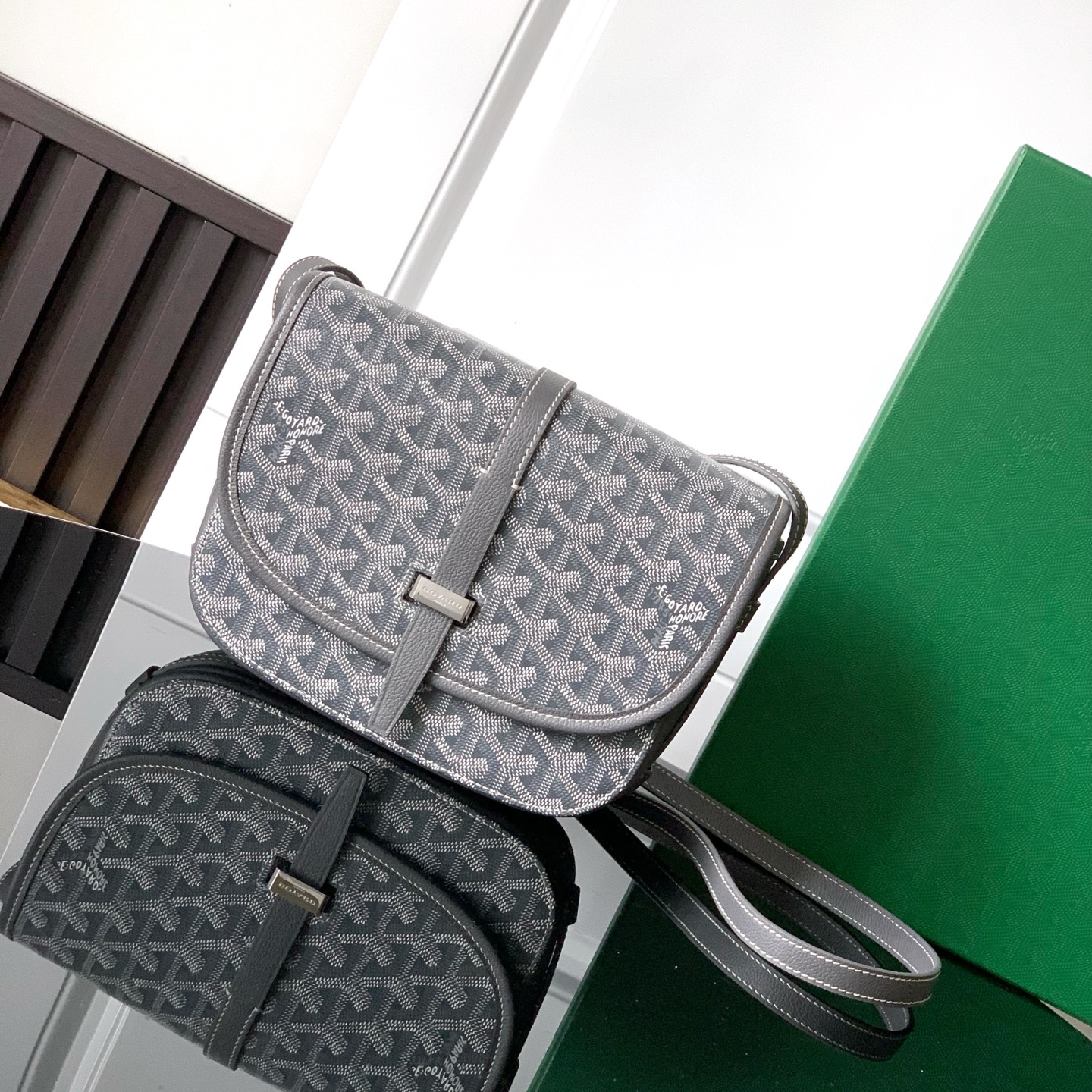 Goyard Belvedere PM Shoulder Bag in Gray grayLeather
