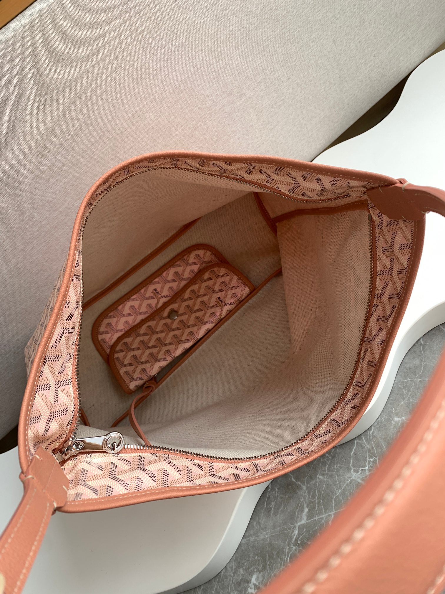 Goyard Goyardine Pearly Coral Boheme PM Hobo Bag