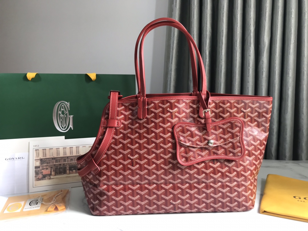 Goyard Chien Gris Pet Carrier Tote Coated Canvas bag red
