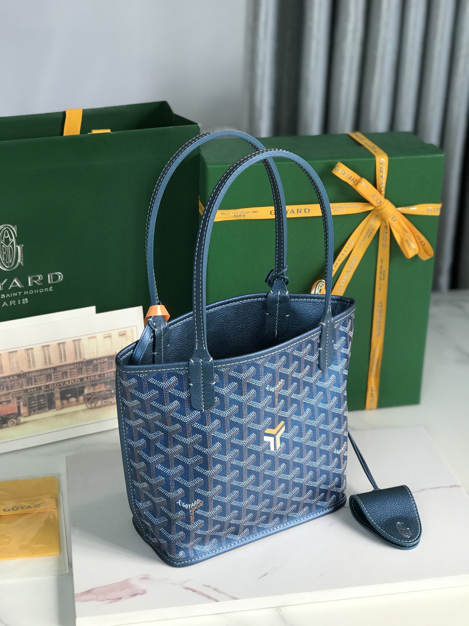 GOYARD Iridescent Goyardine Saint Louis PM Pearly Blue 1609675