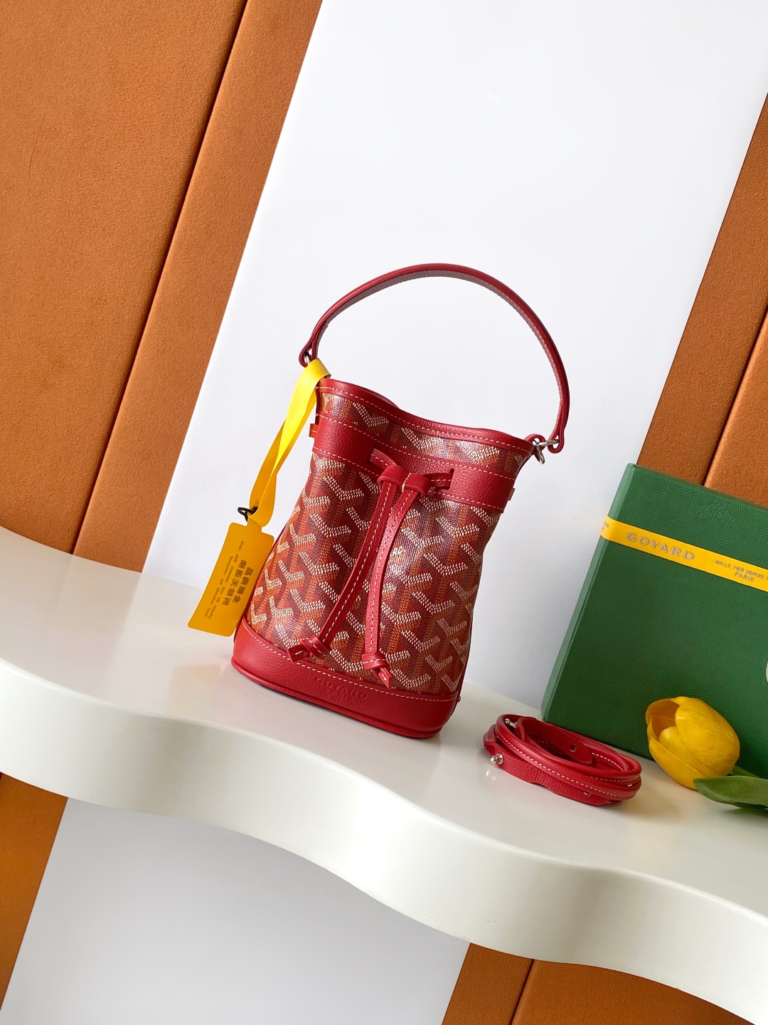 Goyard Petite Flot Bucket Bag red Tan 139758379