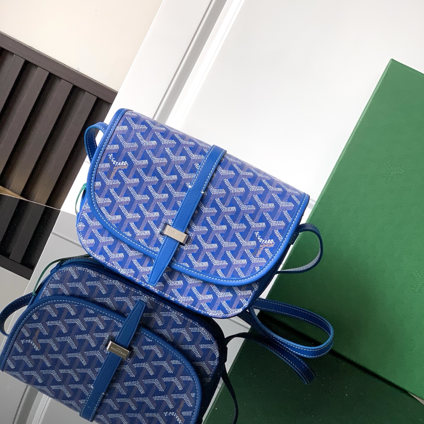 GOYARD Goyardine Belvedere II PM Messenger Bag Sky Blue 1368143