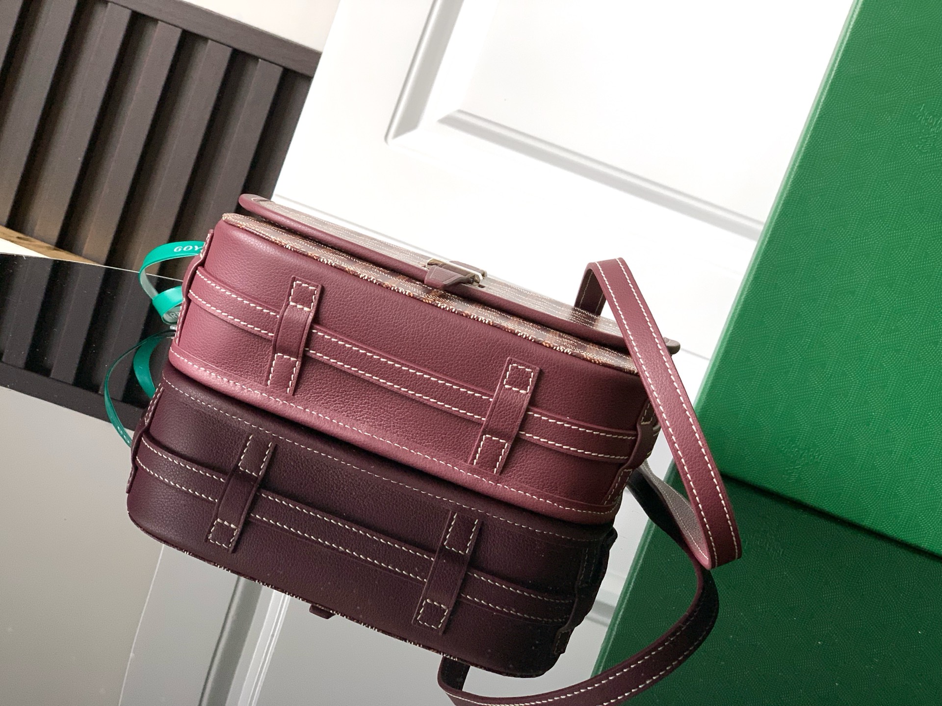 Goyard Burgundy Goyardine Coated Canvas and Leather