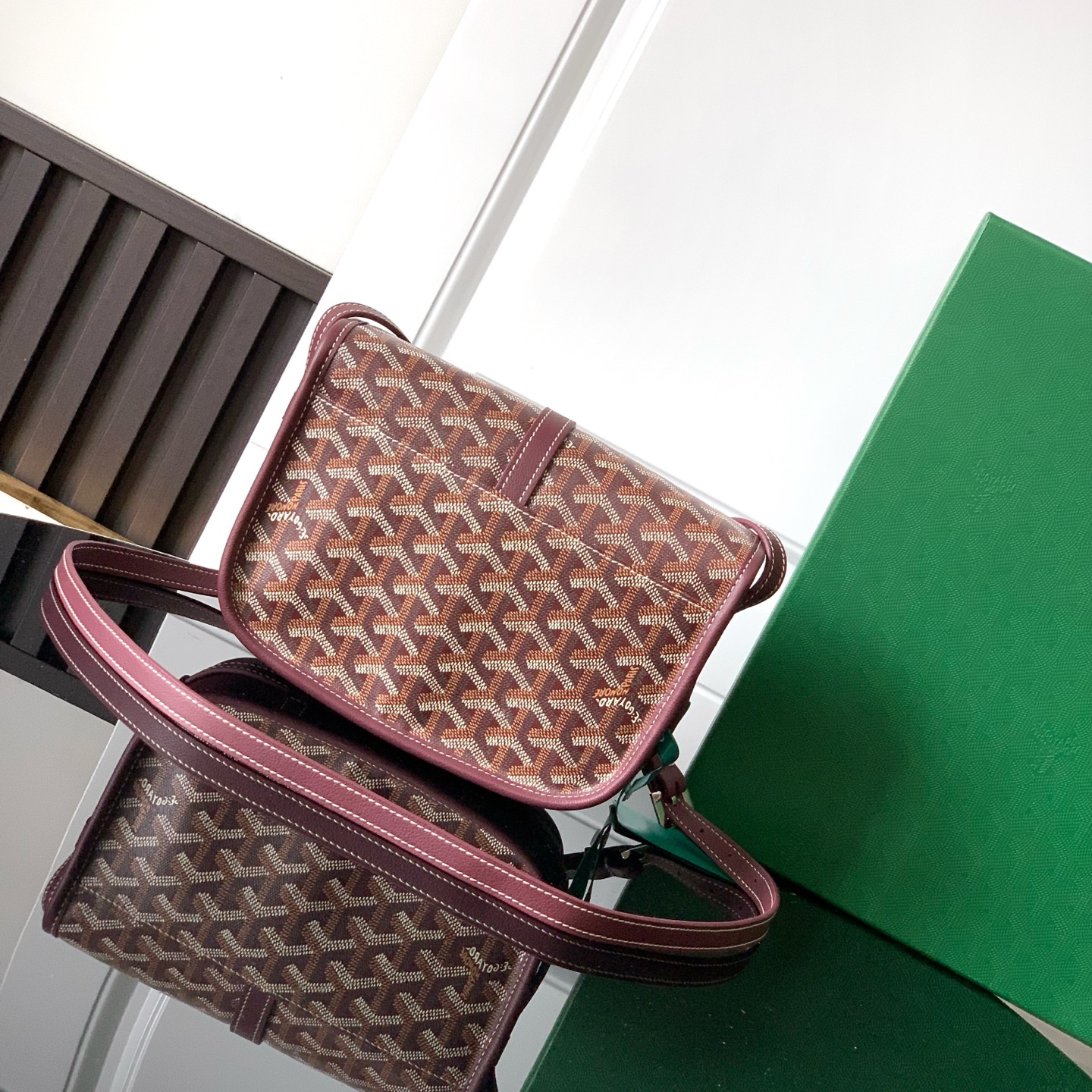Goyard Burgundy Goyardine Coated Canvas and Leather