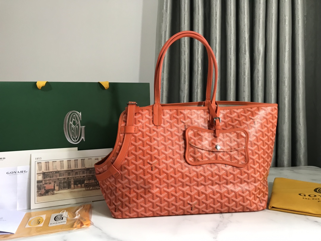 Goyard Chien Gris Pet Carrier Tote Coated Canvas bag orange