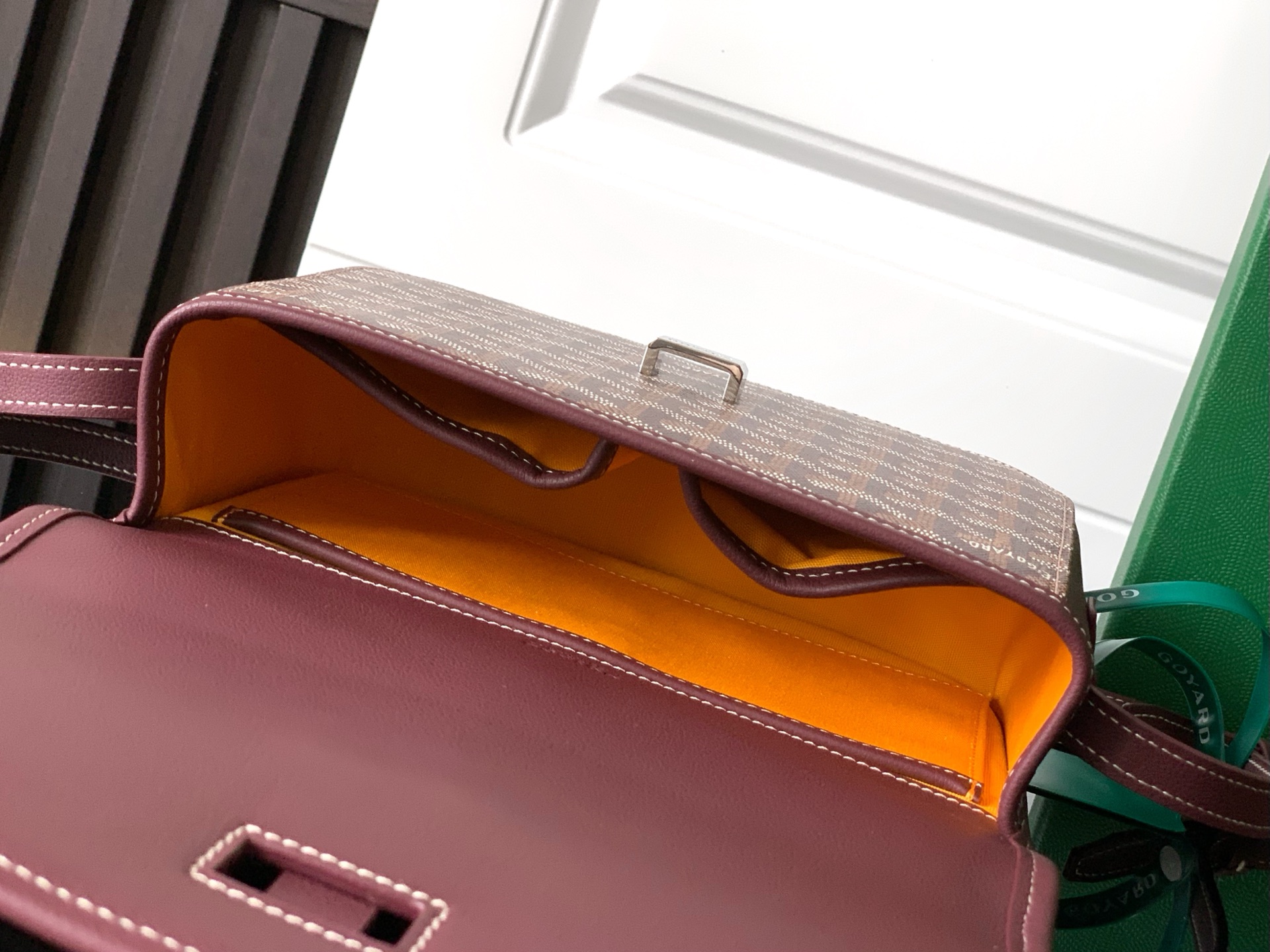 Goyard Burgundy Goyardine Coated Canvas and Leather