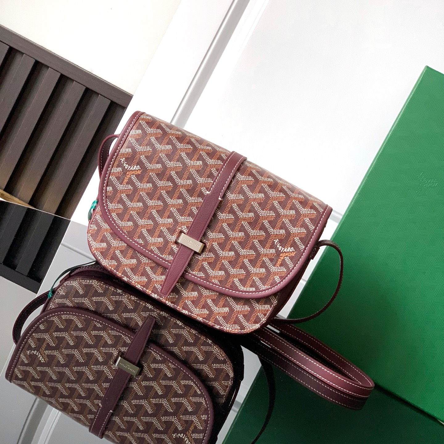 Goyard Burgundy Goyardine Coated Canvas and Leather