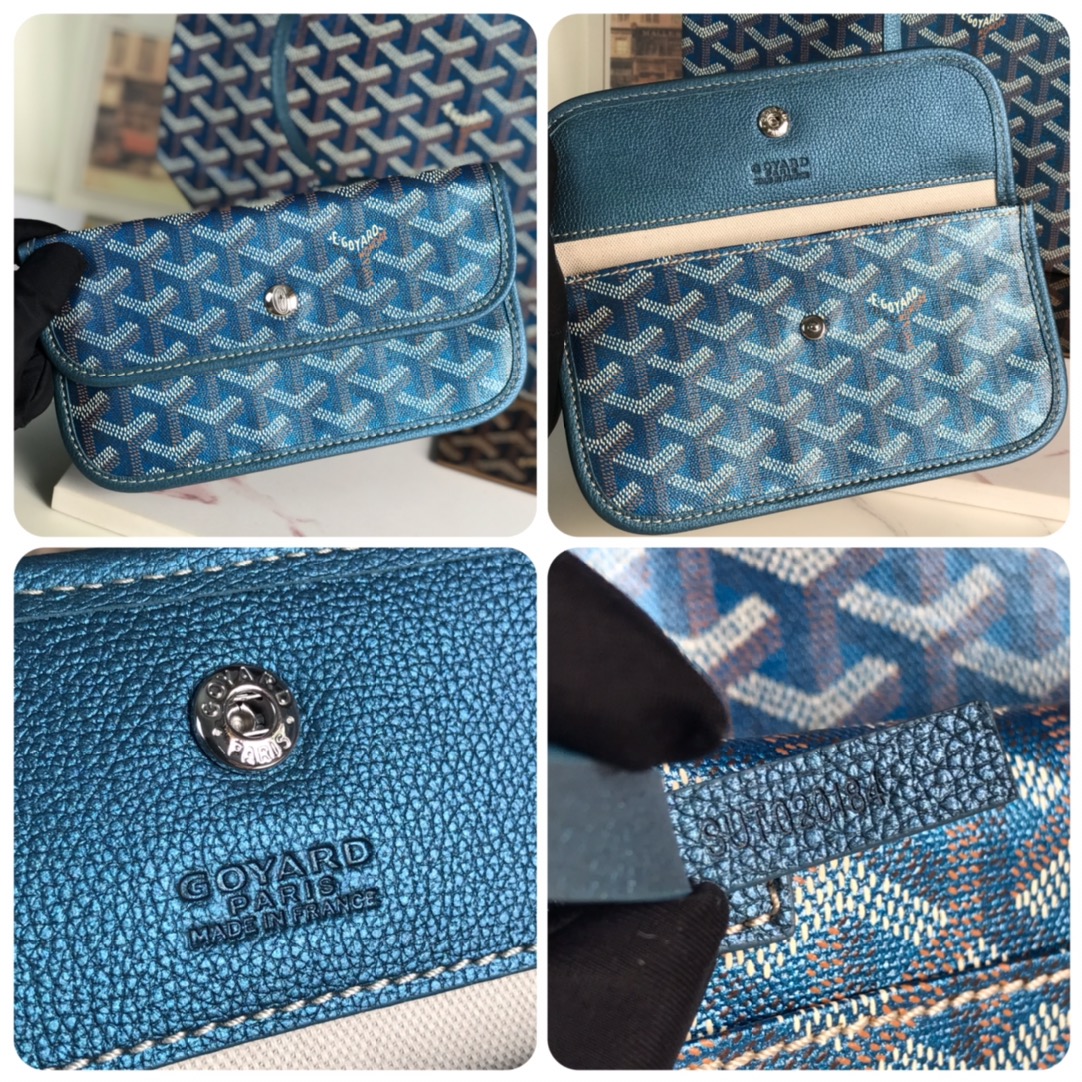 Goyard Goyardine Pearly Blue St. Louis PM Tote Bag Palladium