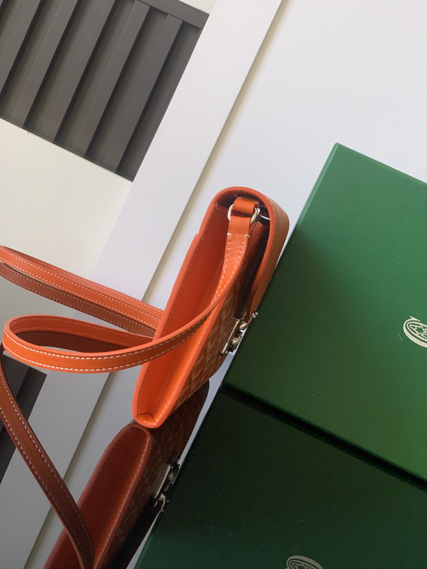 GOYARD Goyardine Calfskin Chypre Wallet Pouch orange