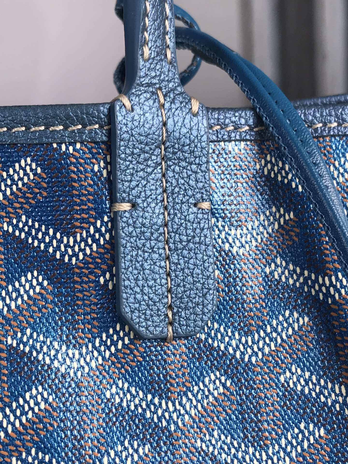 Goyard Goyardine Pearly Blue St. Louis PM Tote Bag Palladium