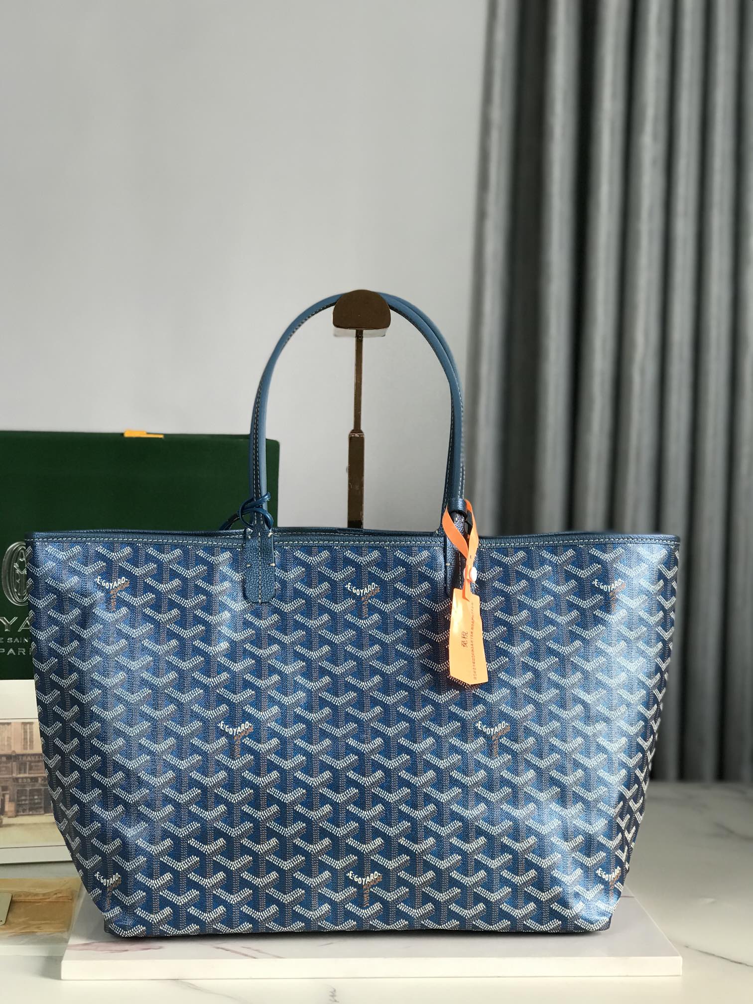 Goyard Goyardine Pearly Blue St. Louis PM Tote Bag Palladium
