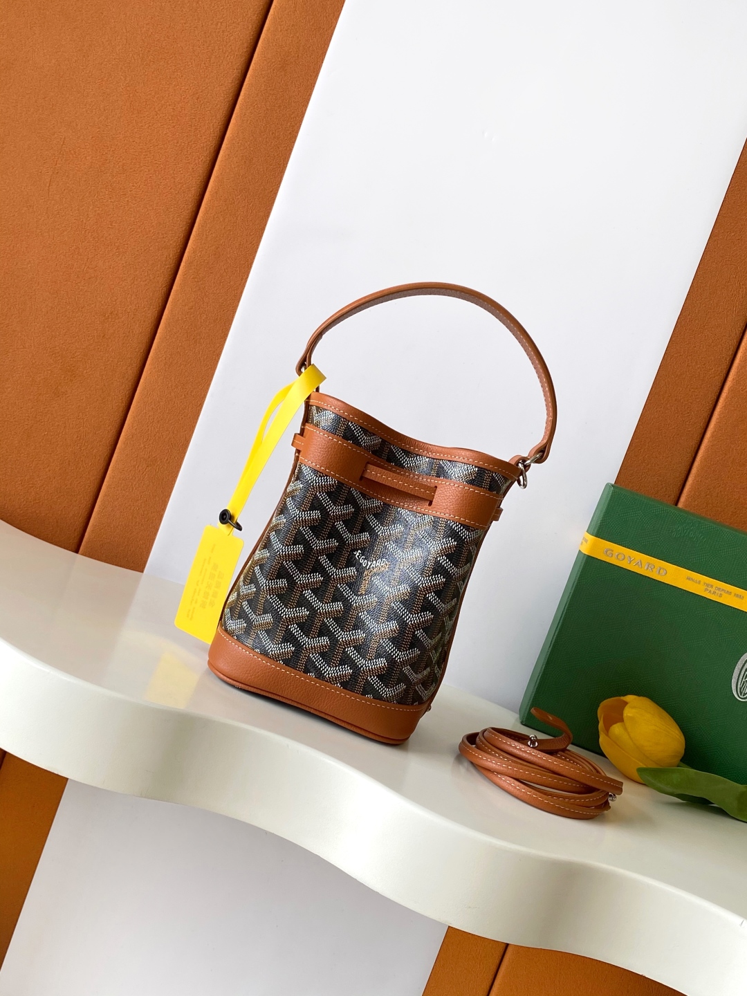 Goyard Petite Flot Bucket Bag Black Tan 139758379 | eBay