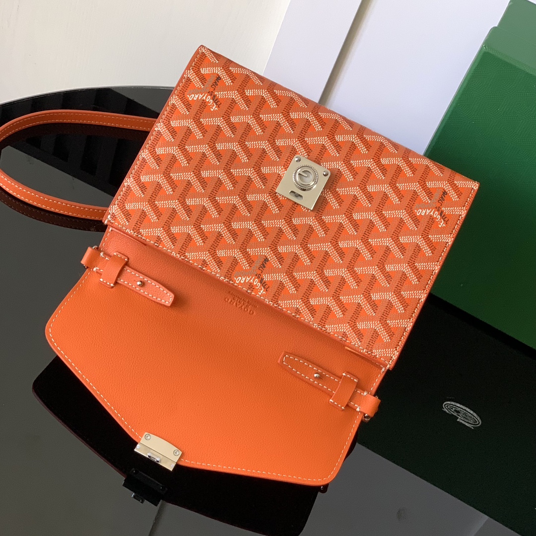 GOYARD Goyardine Calfskin Chypre Wallet Pouch orange