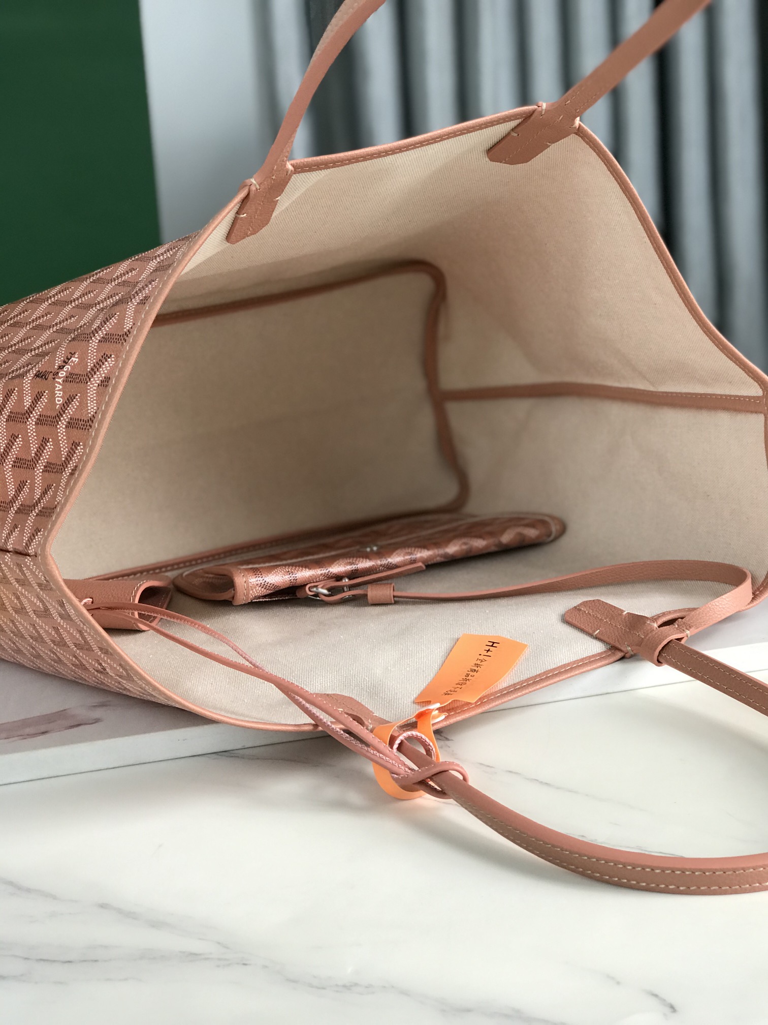 GOYARD Iridescent Goyardine Saint Louis PM Pearly Coral bag in pink