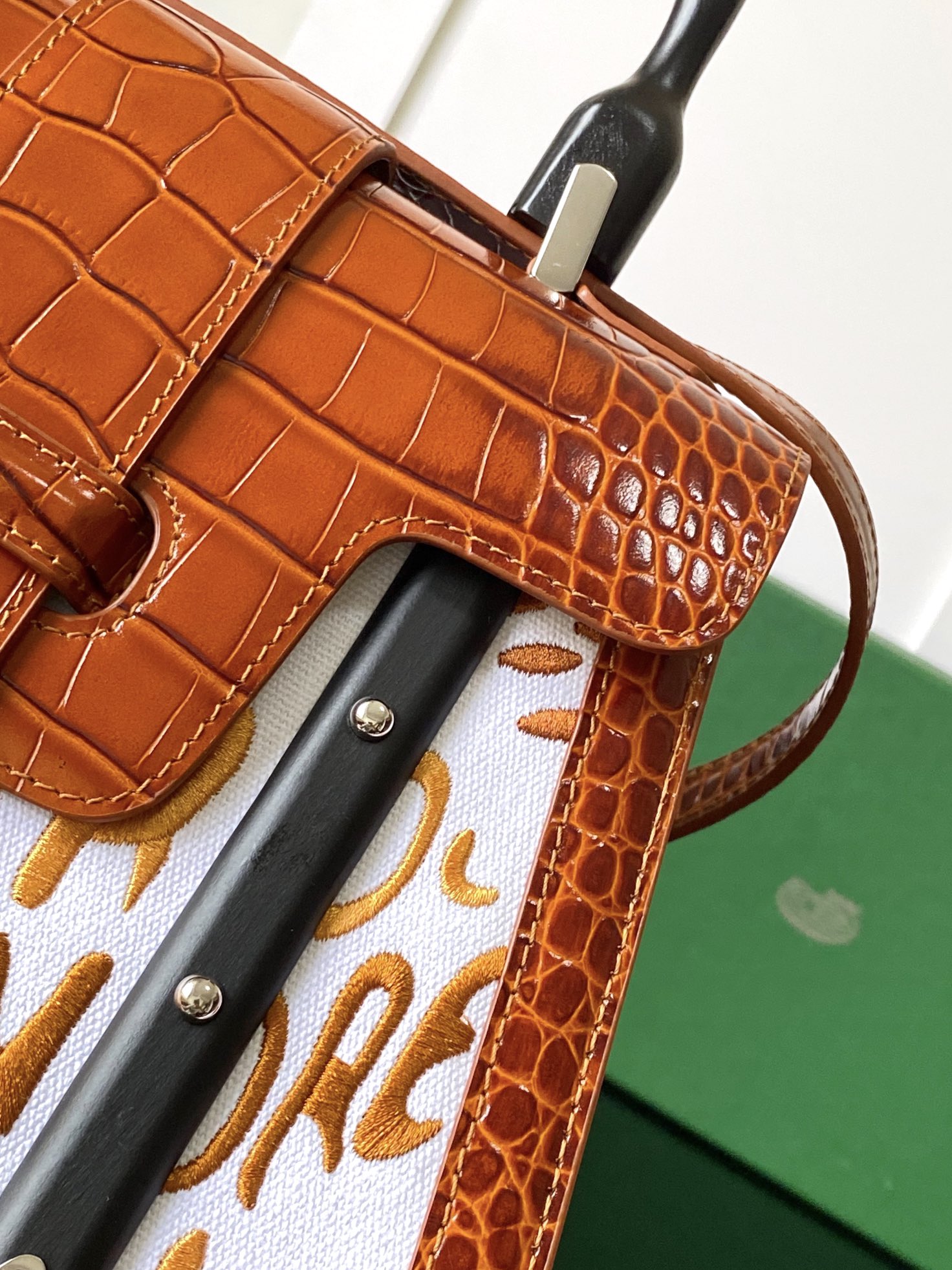 Goyard Matignon Crocodile Pattern Leather Top Handle Bag – Brown