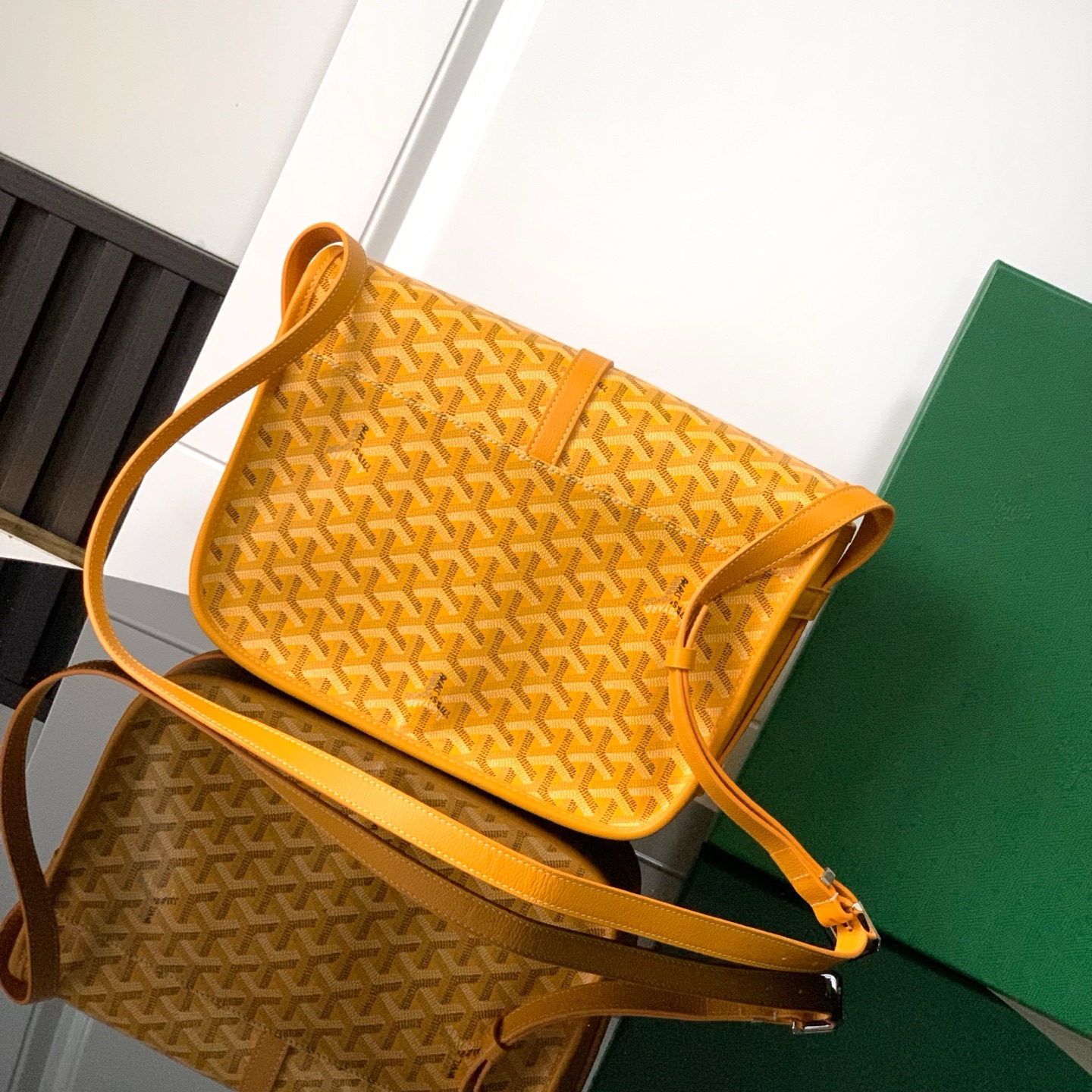 Goyard Goyardine Belvedere II Yellow MM Messenger Bag –