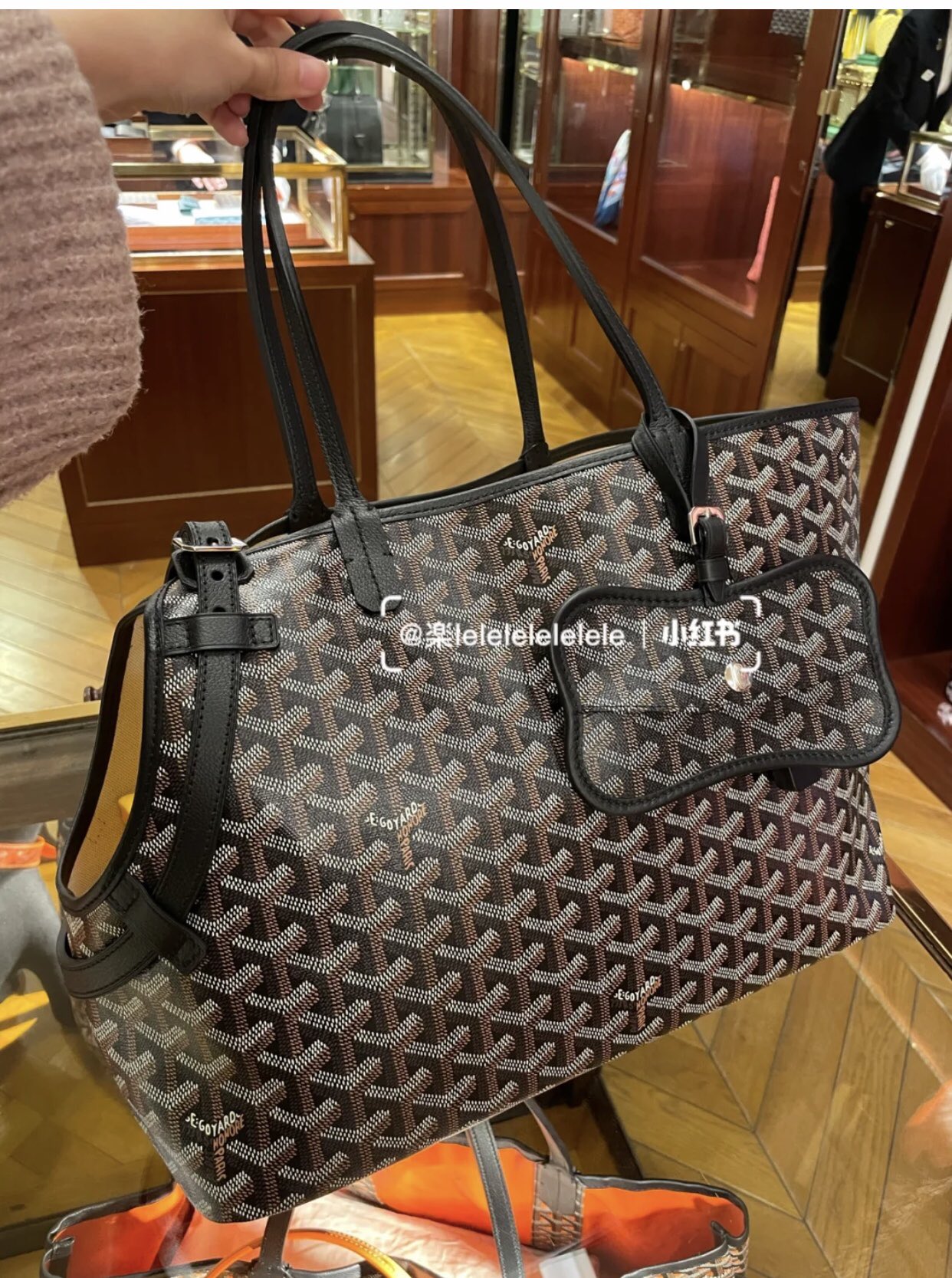 Goyard Chien Gris Pet Carrier Tote Coated Canvas bag black brown