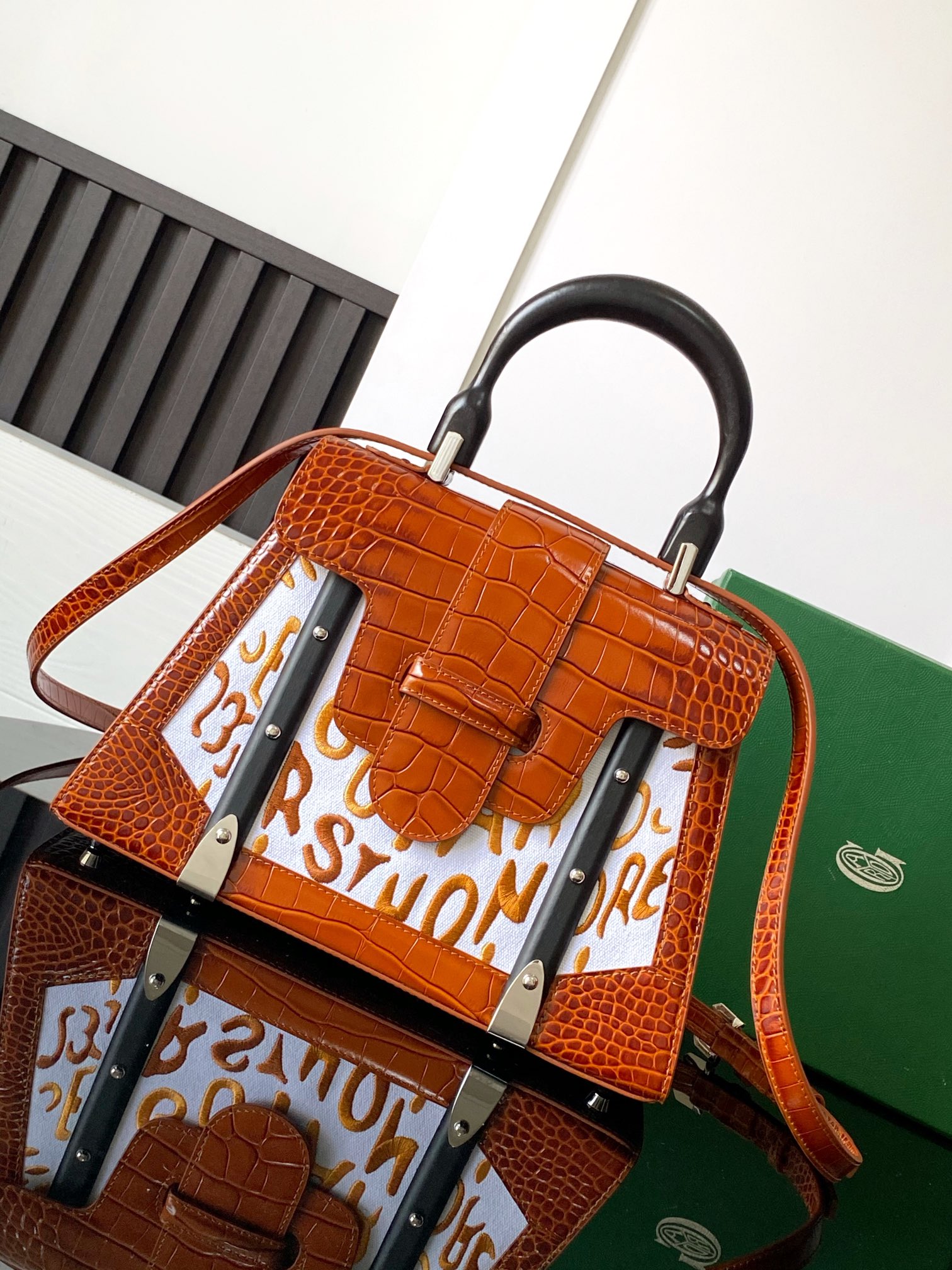Goyard Matignon Crocodile Pattern Leather Top Handle Bag – Brown