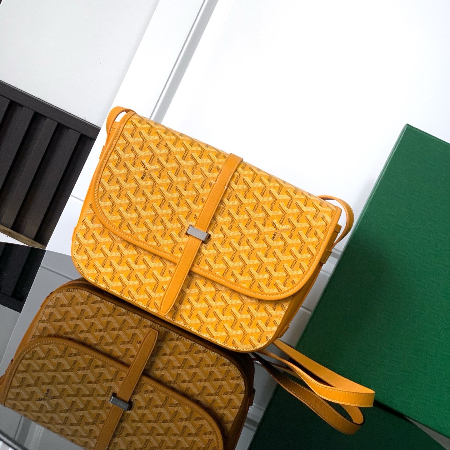 Goyard Goyardine Belvedere II Yellow MM Messenger Bag –