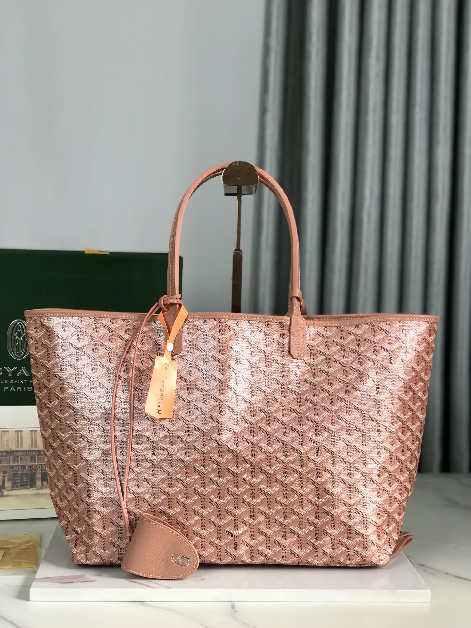 GOYARD Iridescent Goyardine Saint Louis PM Pearly Coral bag in pink