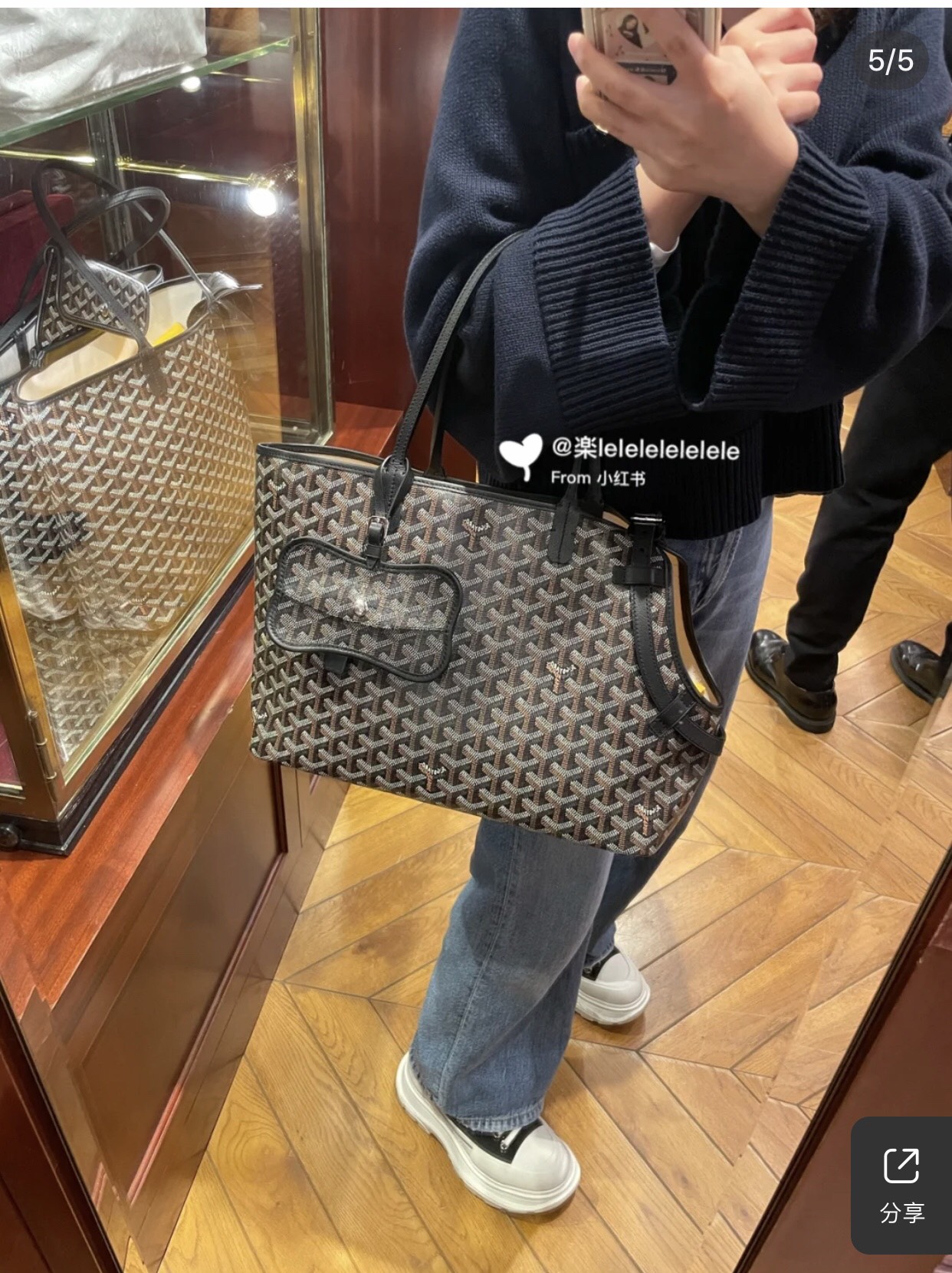 Goyard Chien Gris Pet Carrier Tote Coated Canvas bag black brown