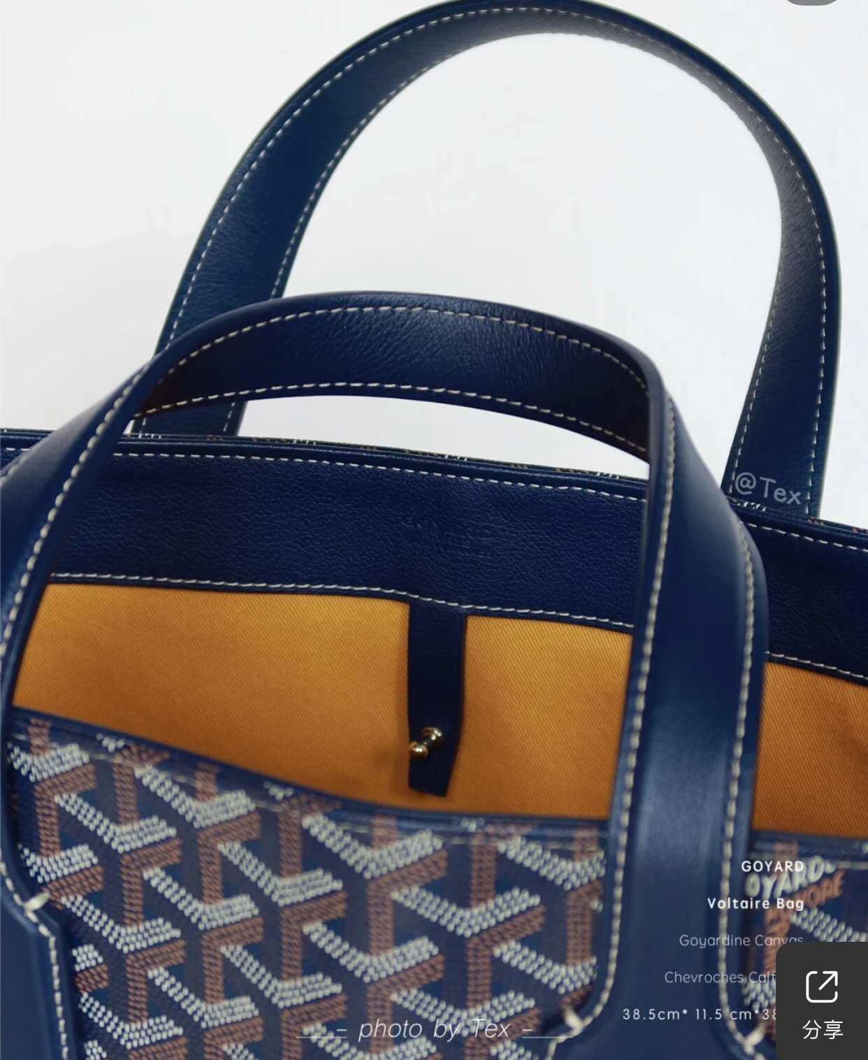 Goyard Goyardine Navy Blue Voltaire Tote Bag Palladium