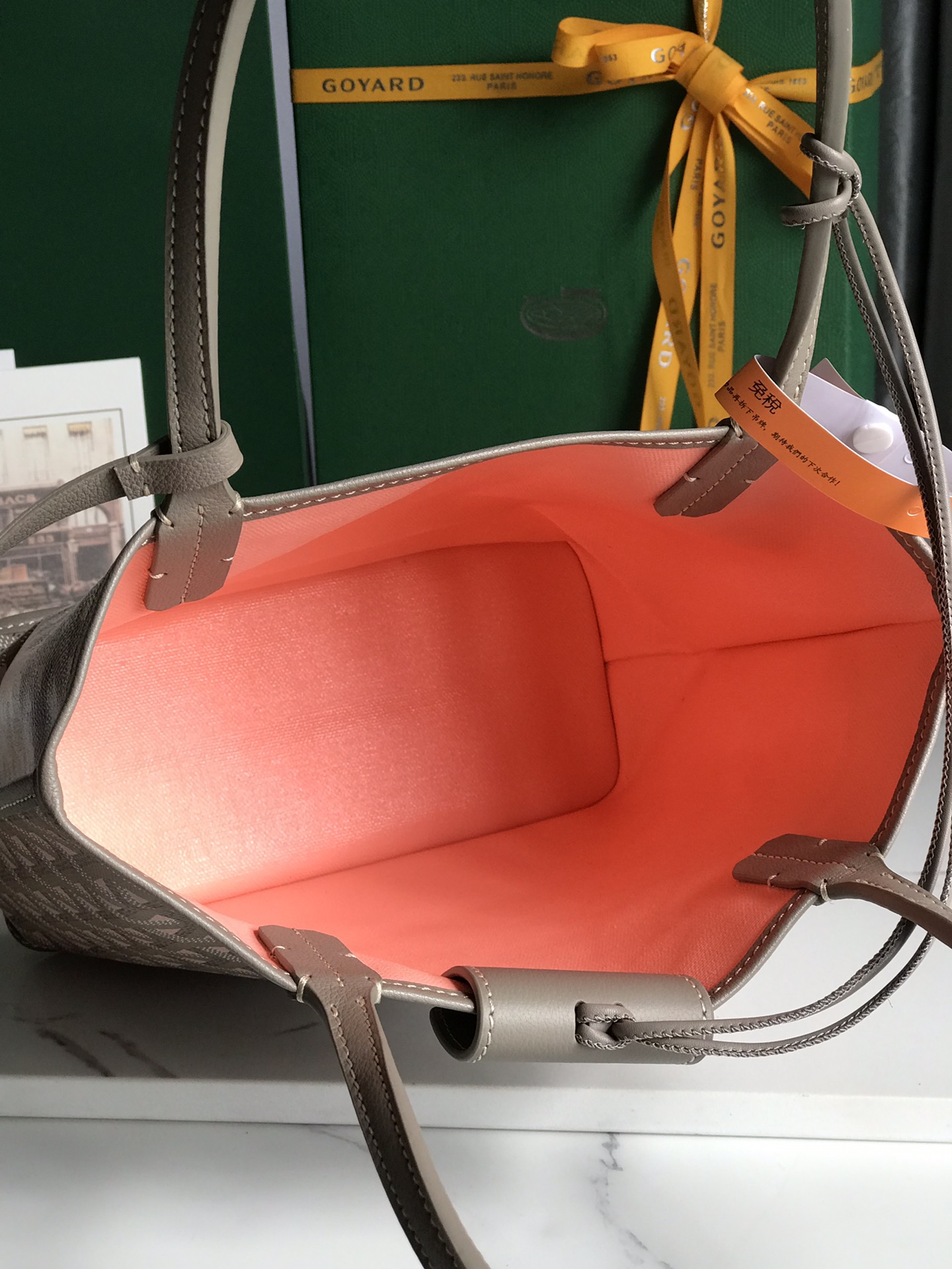 Goyard Brown and Beige pink Leather Top Handle Bag