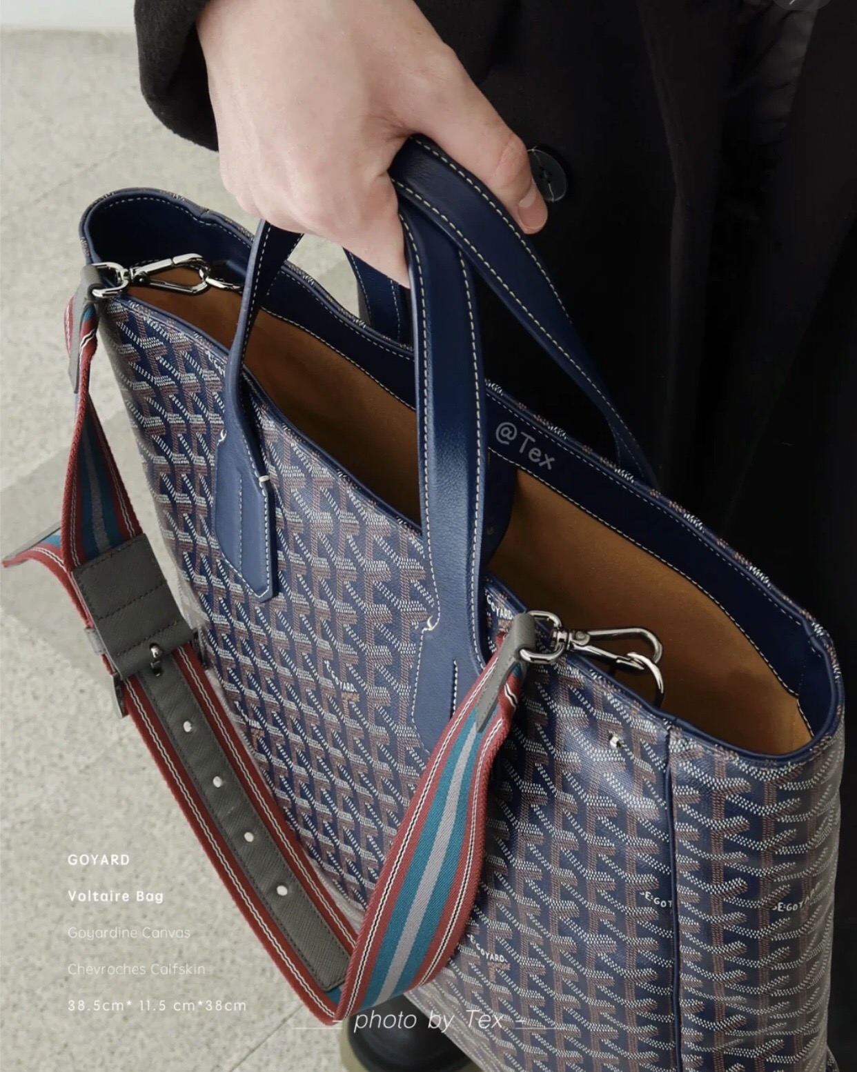 Goyard Goyardine Navy Blue Voltaire Tote Bag Palladium