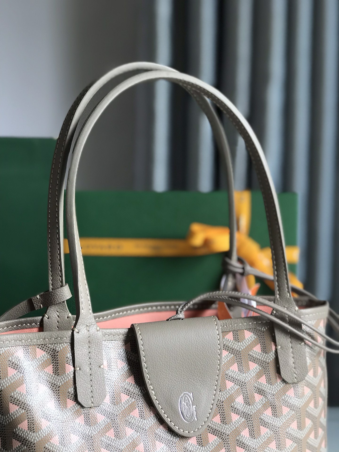 Goyard Brown and Beige pink Leather Top Handle Bag