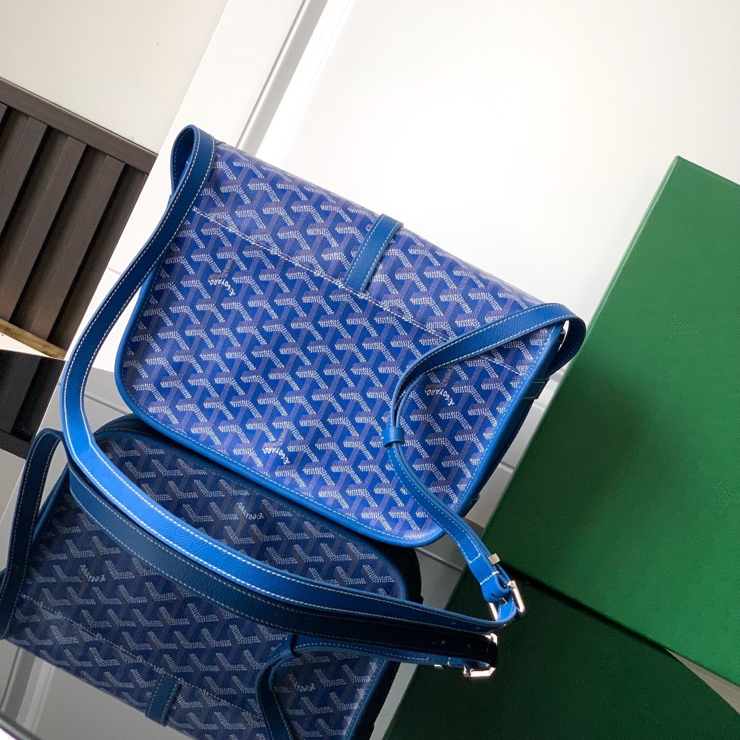 Goyard blue Goyardine Coated Canvas and Leather