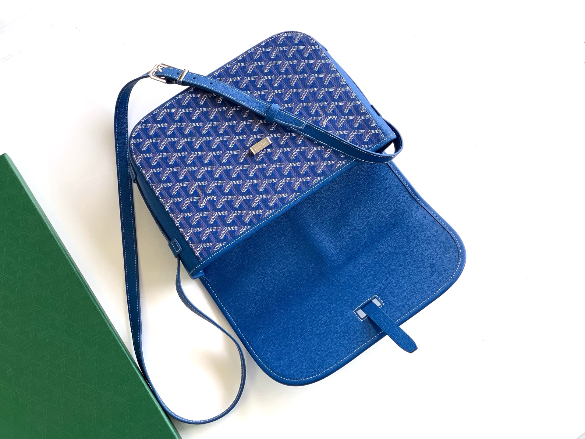 Goyard blue Goyardine Coated Canvas and Leather