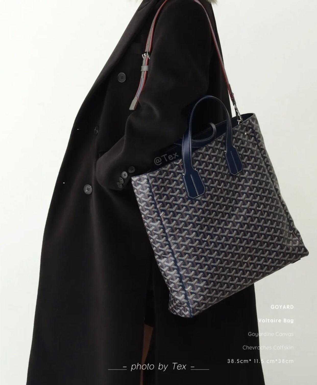 Goyard Goyardine Navy Blue Voltaire Tote Bag Palladium