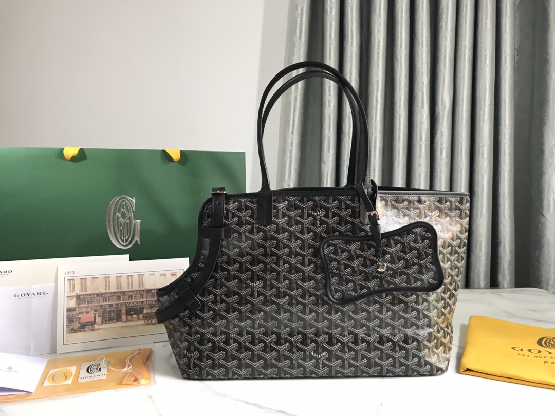 Goyard Chien Gris Pet Carrier Tote Coated Canvas bag gray