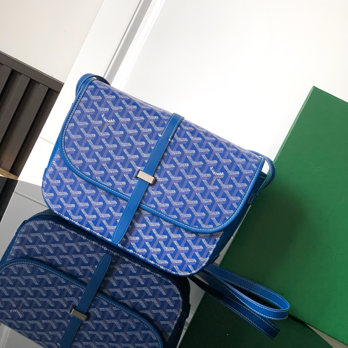Goyard blue Goyardine Coated Canvas and Leather