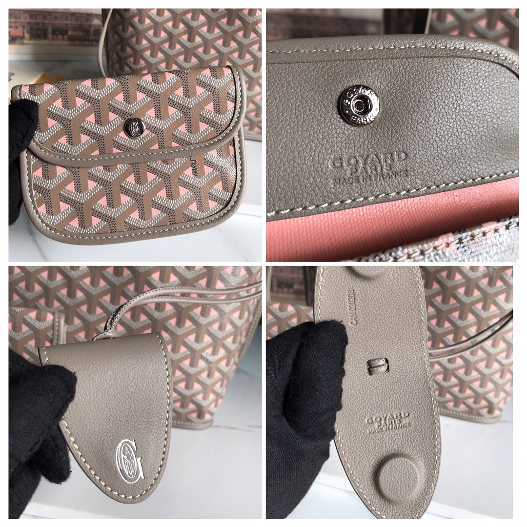 Goyard Brown and Beige pink Leather Top Handle Bag