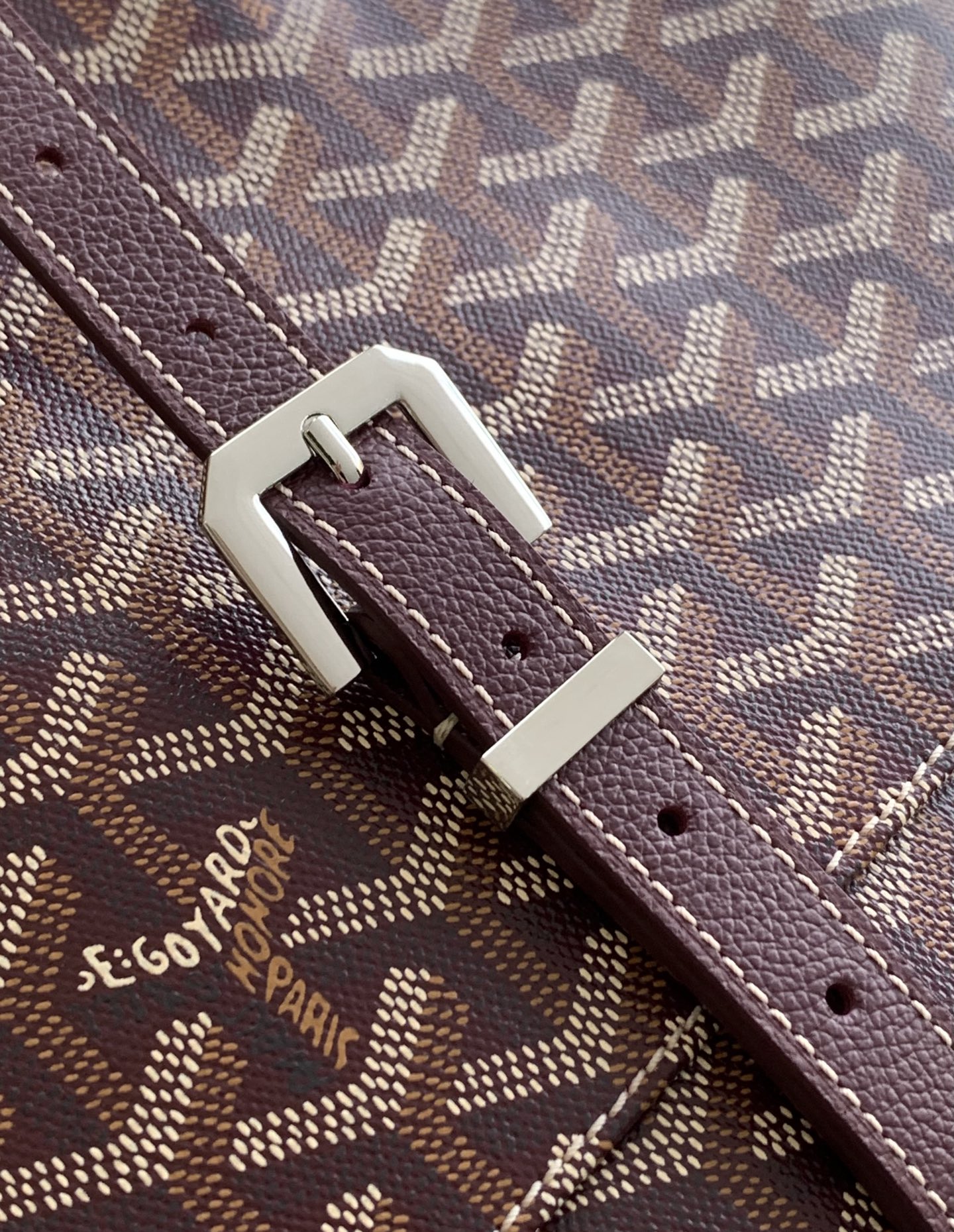 Goyard Burgundy Goyardine Coated Canvas and Leather