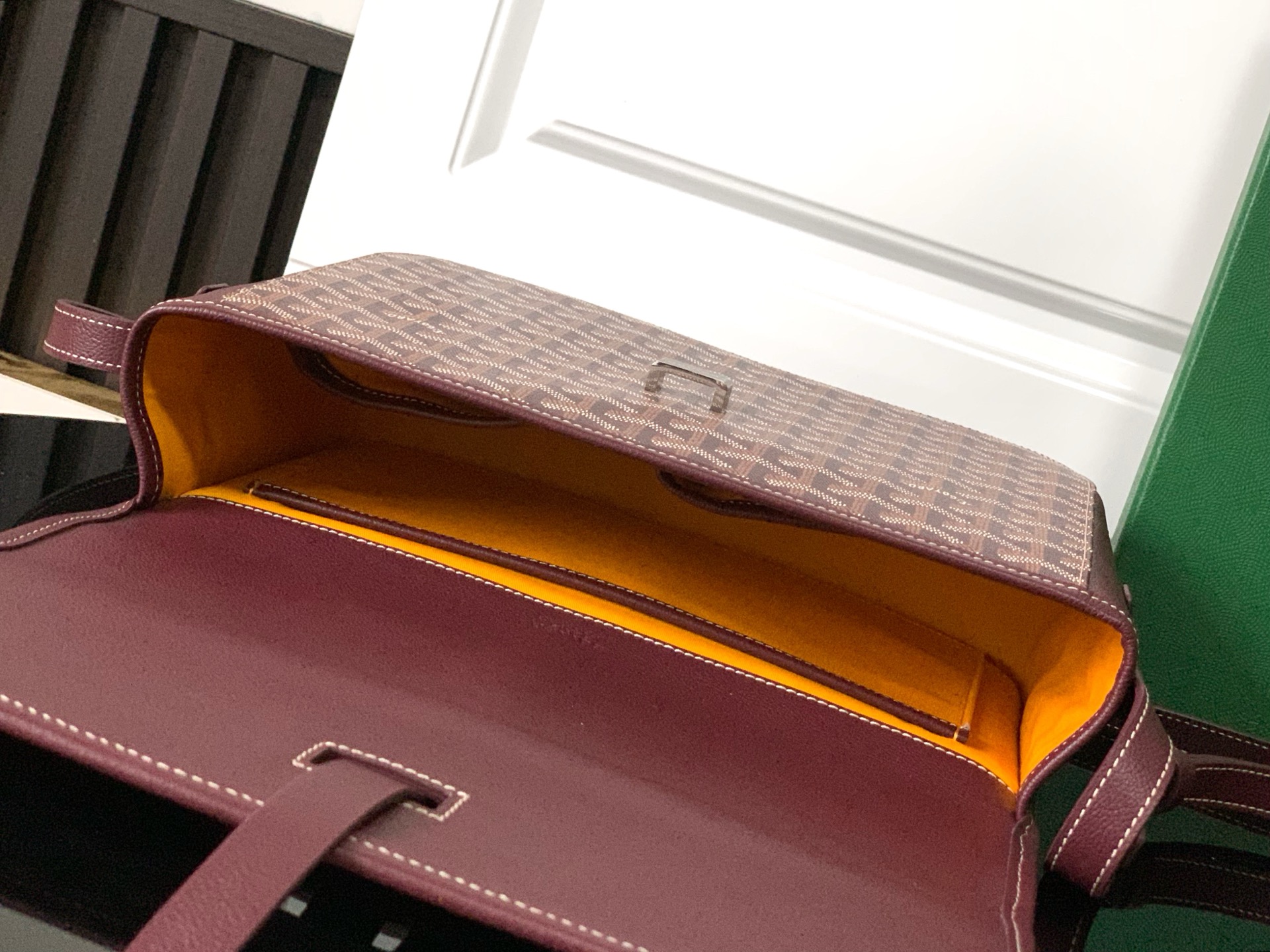 Goyard Burgundy Goyardine Coated Canvas and Leather