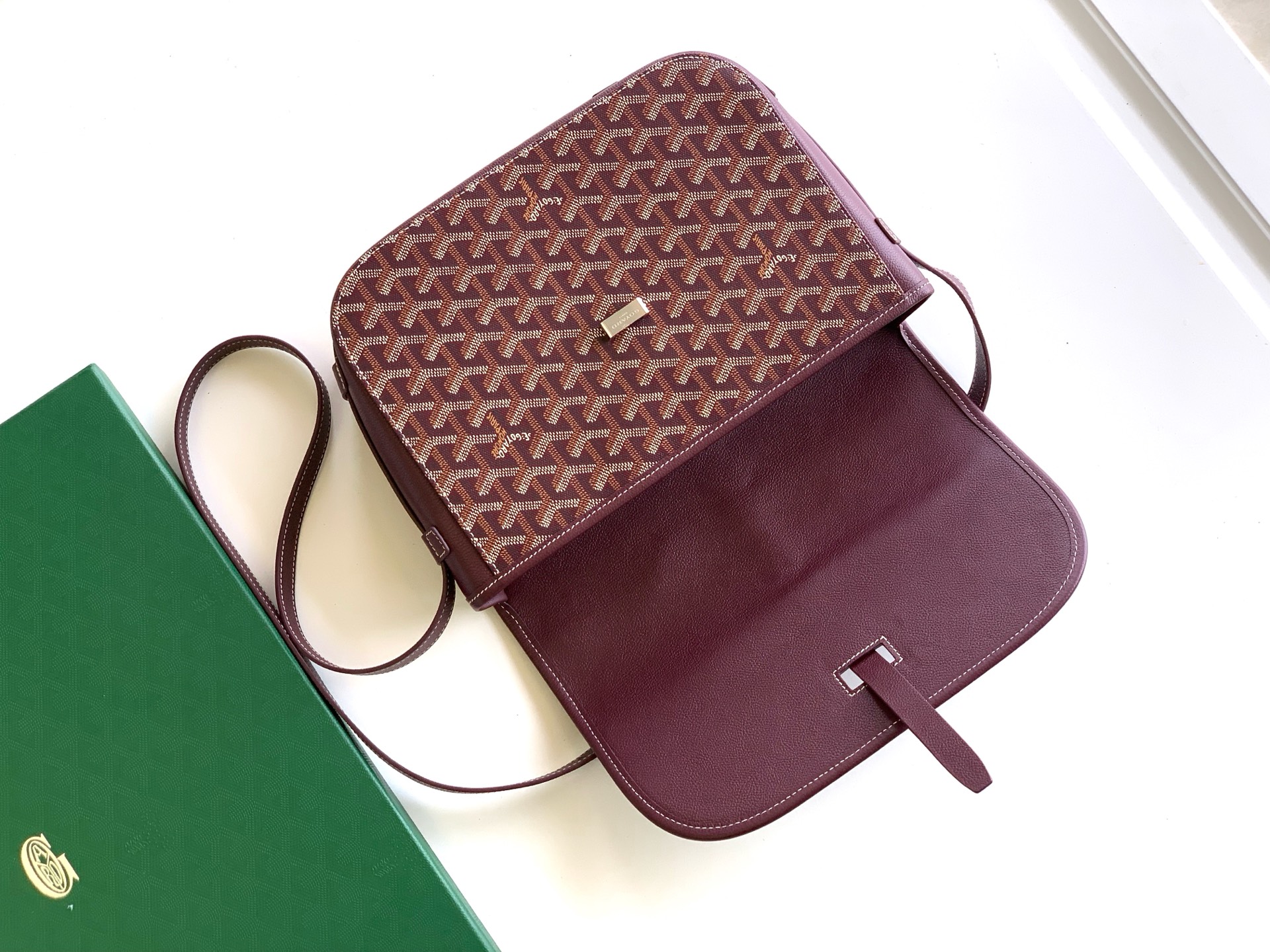 Goyard Burgundy Goyardine Coated Canvas and Leather