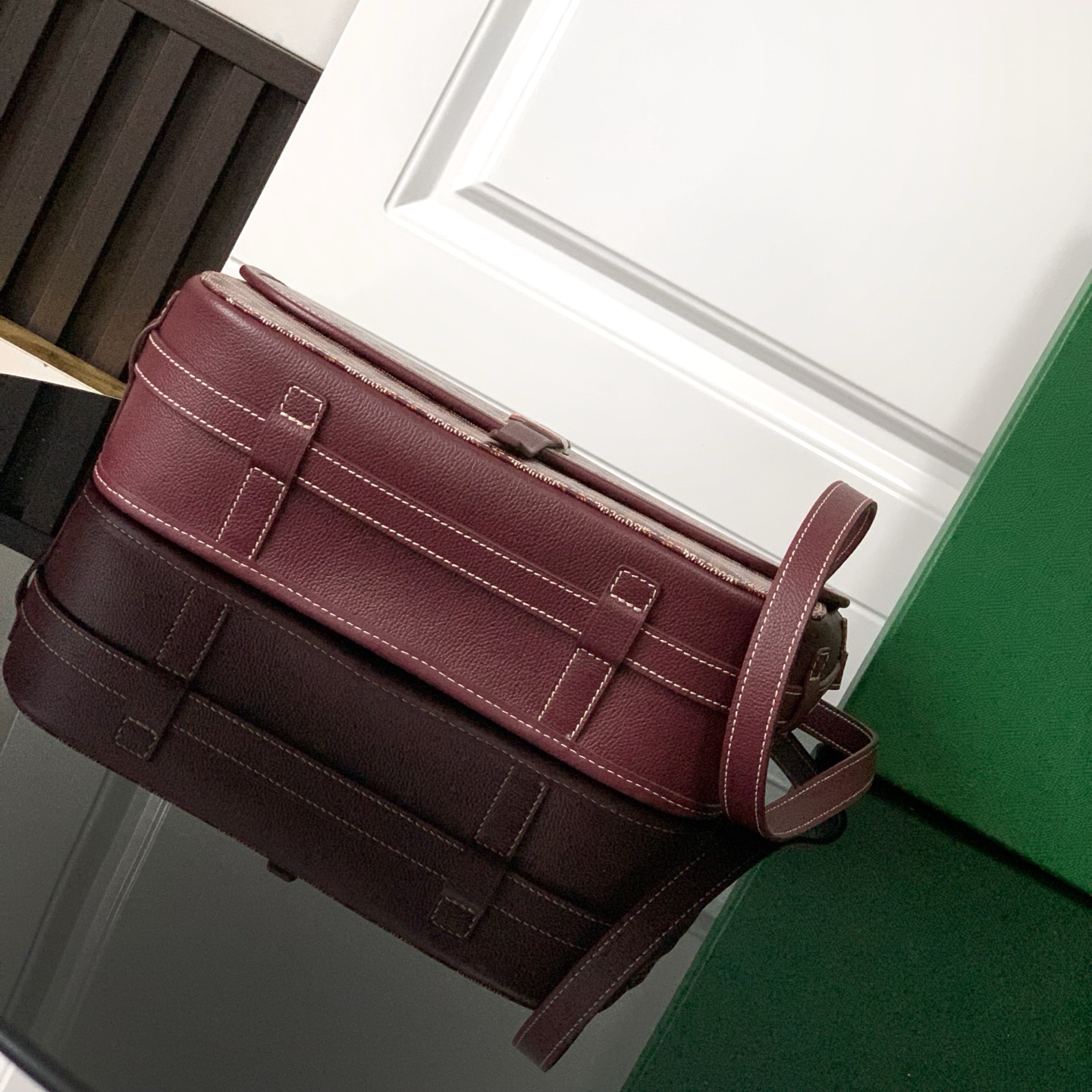 Goyard Burgundy Goyardine Coated Canvas and Leather