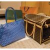 Goyard Chien Gris Pet Carrier Tote Coated Canvas bag blue