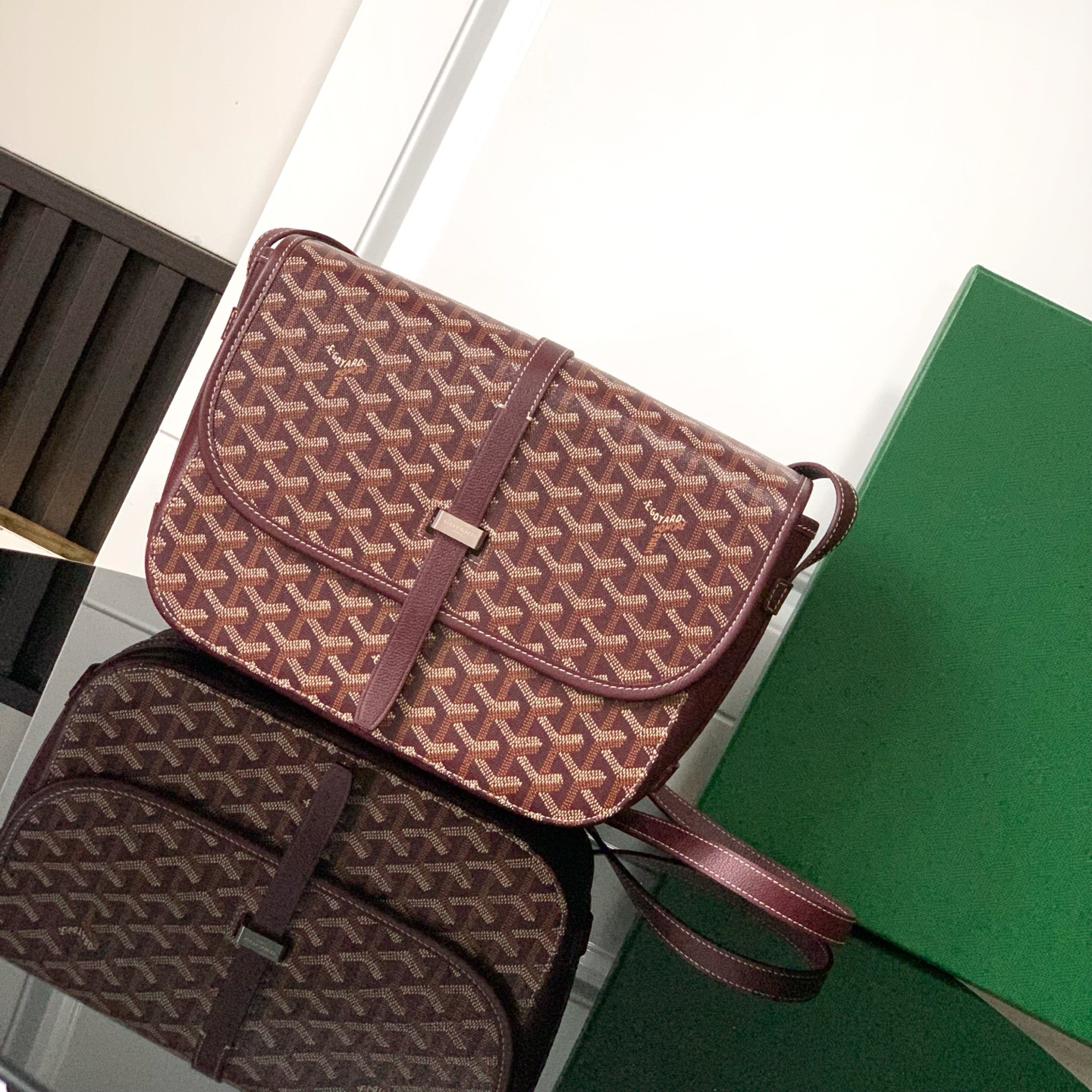 Goyard Burgundy Goyardine Coated Canvas and Leather