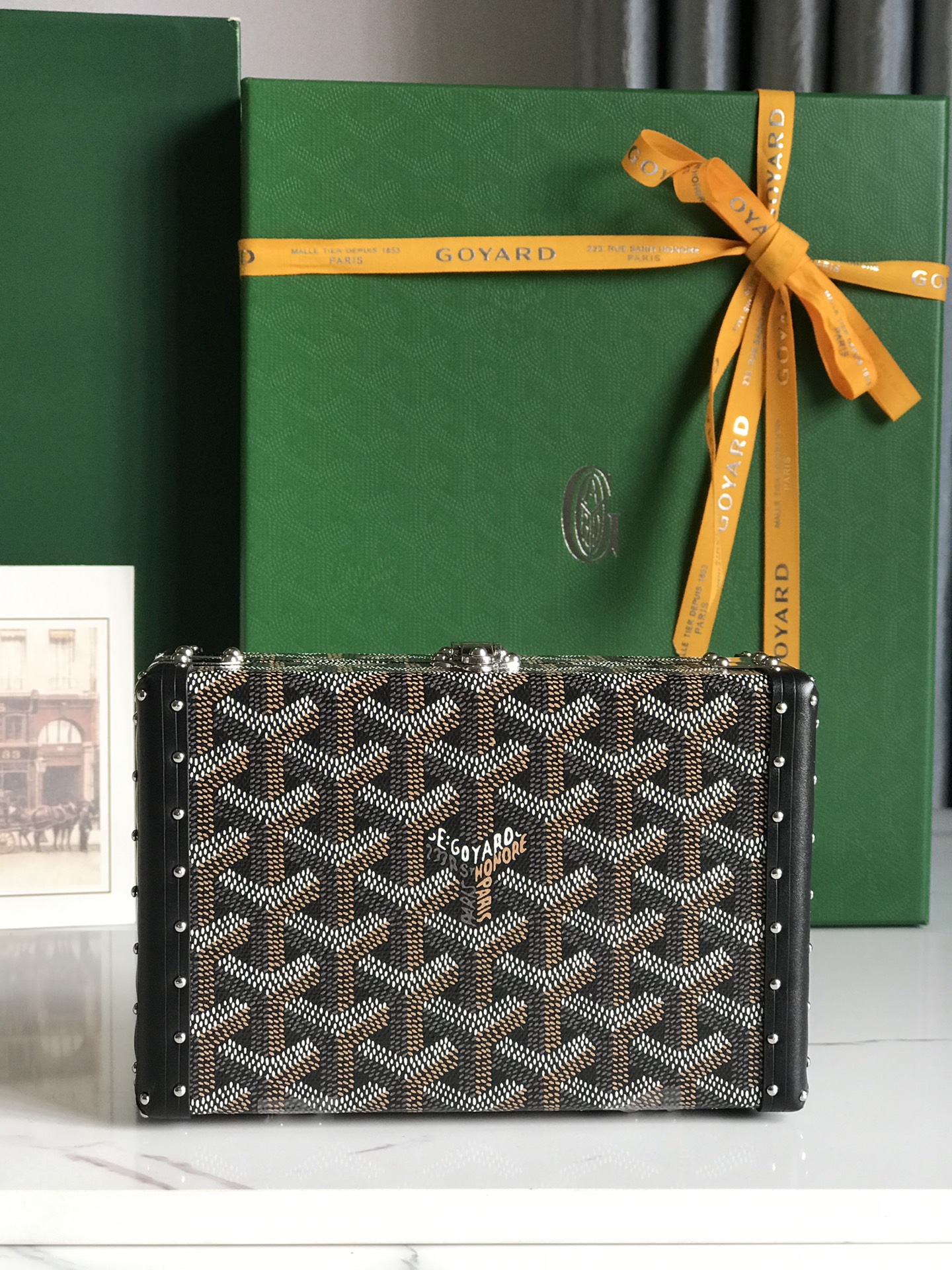 GOYARD Goyardine Minaudiere Trunk Bag Black 1188496