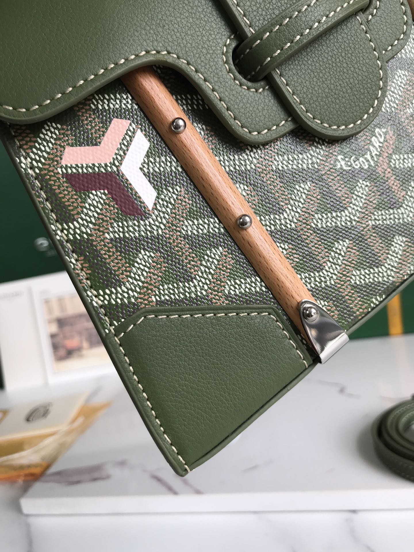GOYARD Saigon Structure Mini Hand Shoulder Bag green PVC