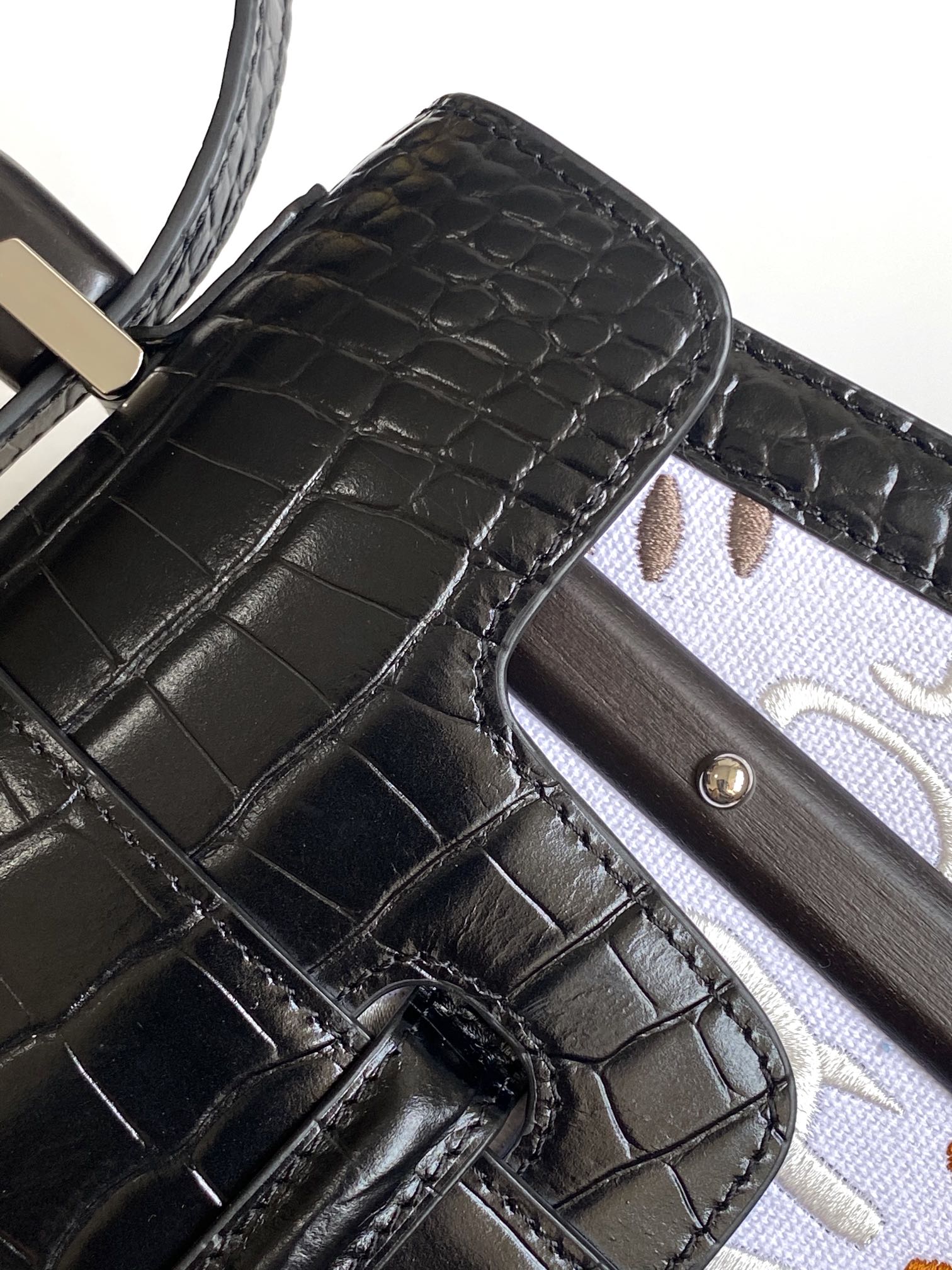 Goyard Matignon Crocodile Pattern Leather Top Handle Bag – Black