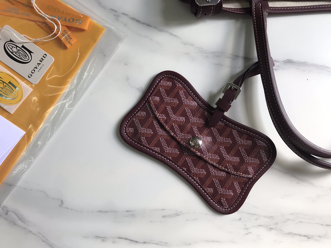 Goyard Chien Gris Pet Carrier Tote Coated Canvas bang brown red