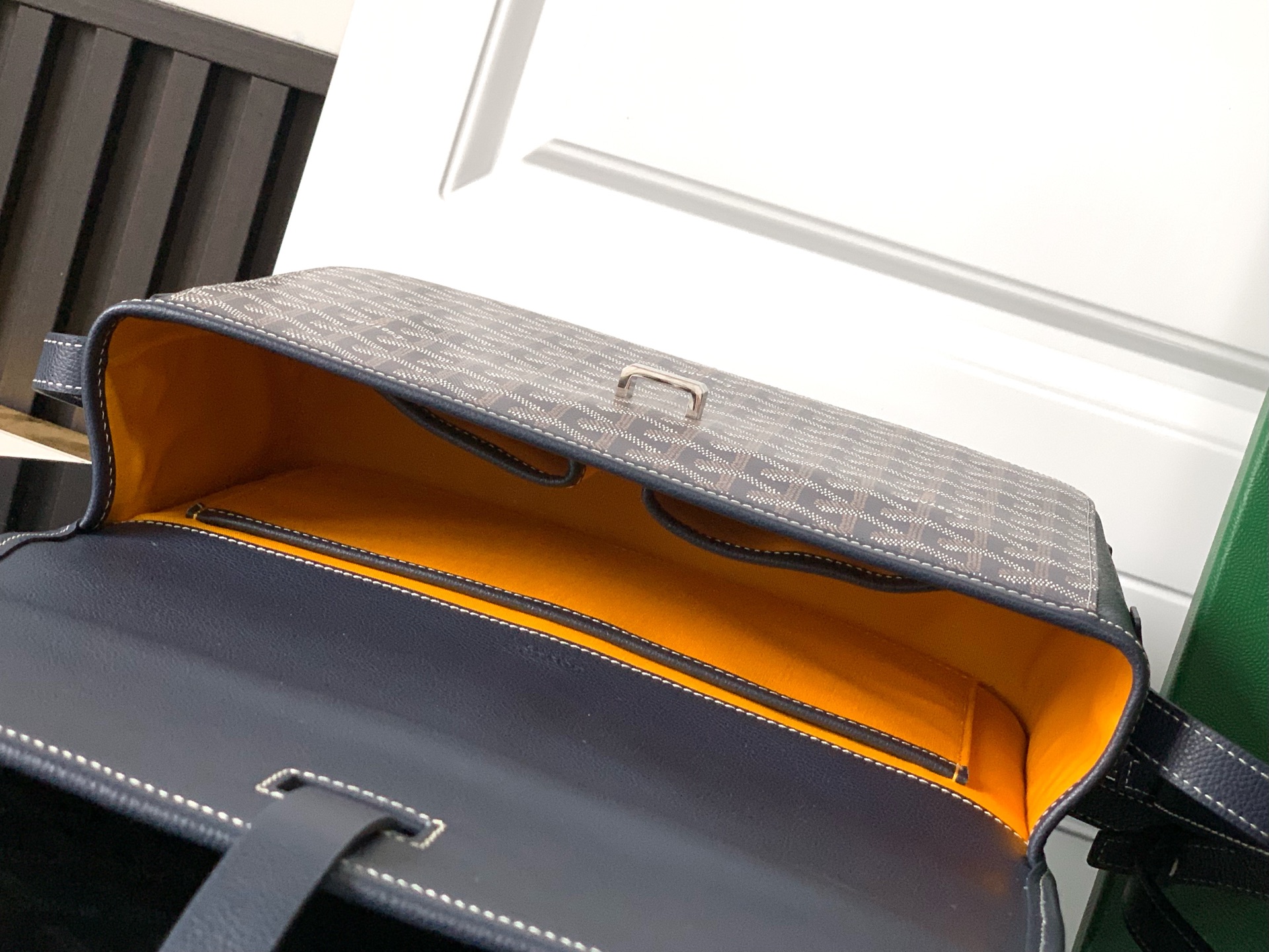 Goyard Navy Blue Goyardine Coated Canvas and Leather